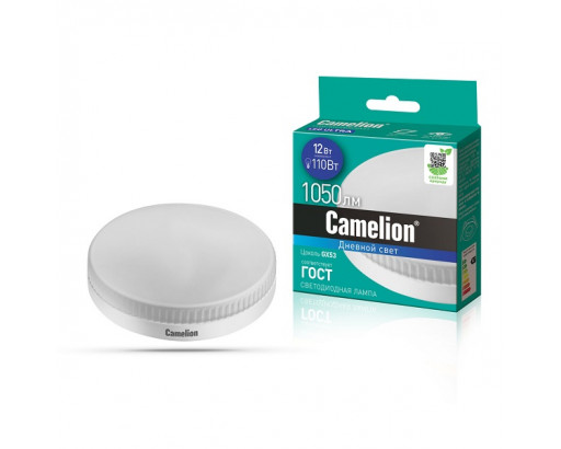 Лампа светодиодная Таблетка GX53 12W 220V 6500K Матовая 1050Лм (73х26мм) Camelion LED12-GX53/865 13615