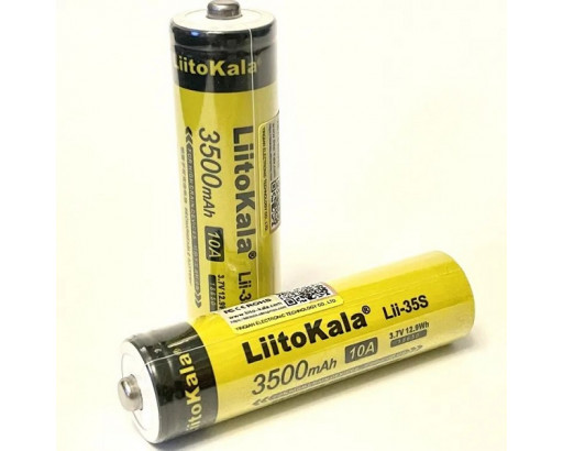Аккумулятор 18650 Li-ion 3,7V 3500mAh без защ., высокий контакт LiitoKala Lii-35S 10A