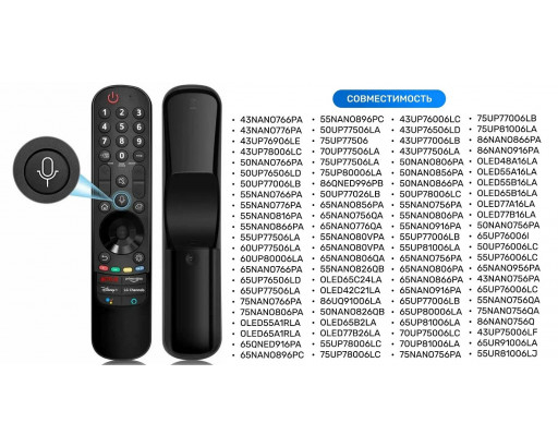 Пульт Универсальный для LG Magic Motion SMART LCD TV   MR21GA (NETFLIX, Disney+) с ГОЛОСОМ