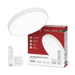 Светильник LED  управляемый IN HOME 125W SCANDY SIMPLE-125RCW БЕЛЫЙ 3000-6500К (10000лм) d400х50 пульт ДУ