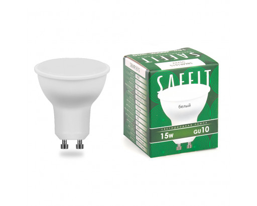 Лампа светодиодная Отражатель GU10 15W 220V 4000K Матовая MR16 1275Лм (50х57мм) Saffit 55222