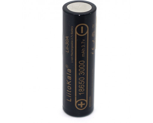 Аккумулятор 18650 Li-ion IMR 3,7V 3000mAh без защиты, плоский контакт LiitoKala Lii-30A       40A