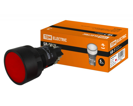 Кнопка SB-7 стоп 1NC (красная) d=22mm TDM SQ0704-0025