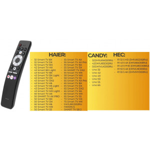 Пульт Haier HE-V6 (HTR-U29R) с голосовой функцией SMART TV ( CANDY , HEC, HI )