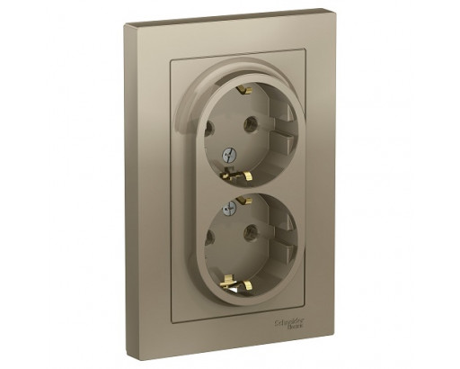 Schneider electriс AtlasDesign Шампань Розетка 2-я с заземлением, 16А, механизм,  ATN000524