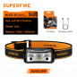 Фонарь Аккум. налобный Superfire HL05-N ( IP44, 5+2W, датчик движения, заряд от USB, Type-C, 3 режима встроенный аккум. 1000mAh, 350лм, )