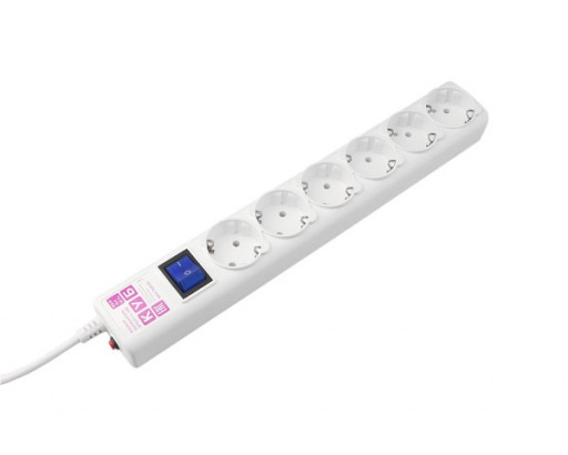 Сетевой фильтр Power Cube 6-розеток 16А (3500W ) шнур 3м, белый С/З ПВС 3х1 мм²     SPG6-16-3M