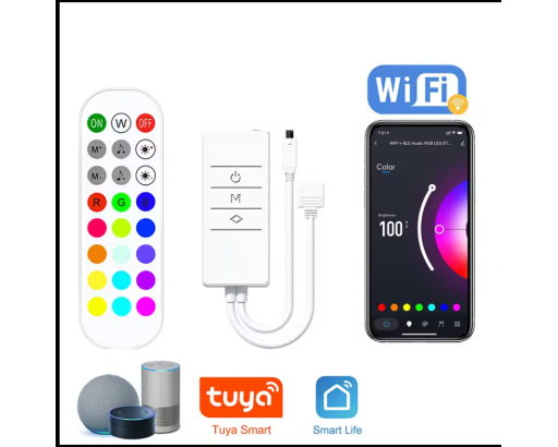 Контроллер для RGB лент (WIFI+ПДУ) Tuya 5V-24V, голос. упр., 144W