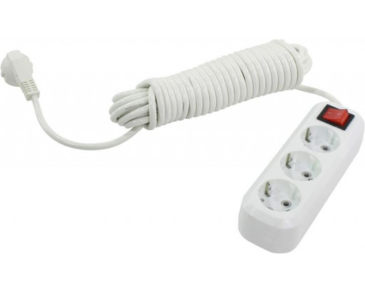 Удлинитель электрический Smartbuy, 3 гнезда 10 метров 16А/3,5kW с выкл. и заземлением ПВС 3х1,0 (SBE-16-3-10-ZS)/20