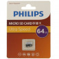 Карта памяти MicroSD 64 Gb class 10 (без ад.) Philips SDHC U3 64G A1 V30 (подходит для видеонаблюдения)