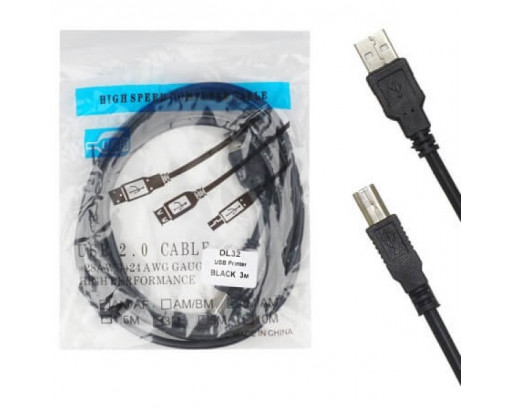 Шнур USB 2.0 (3 метра) (принтер-сканер) USB A (шт) - USB B (шт) с фильтром DL32