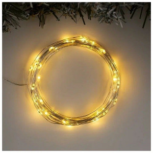 Гирлянда Нить Роса светод.10м, 100 LED, Теплый белый (с контроллером) прозрачный провод