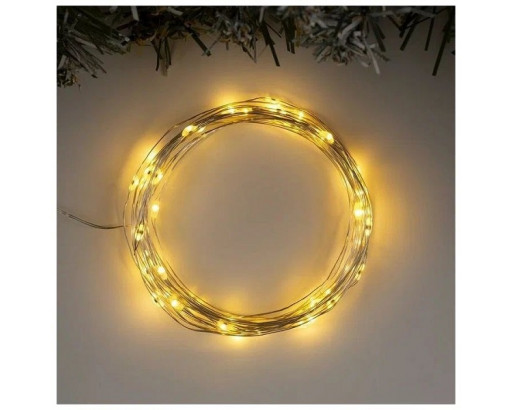 Гирлянда Нить Роса светод. 10м, 100 LED, Теплый белый (с контроллером) прозрачный провод