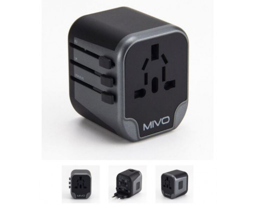 Адаптер сетевой универсальный с USB портами (туристический) MIVO MC-302