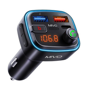 Радио FM-модулятор Mivo MF-07 (Bluetooth 5,3, hands-free,12/24V, 2хUSB 5V QC 3.0,  PD 3.0, 48W )