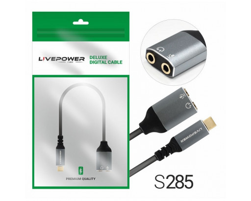 Аудио кабель шт. Type-C х 2 гн. джек 3,5 (микрофон+гарнитура)  20см Premium H260