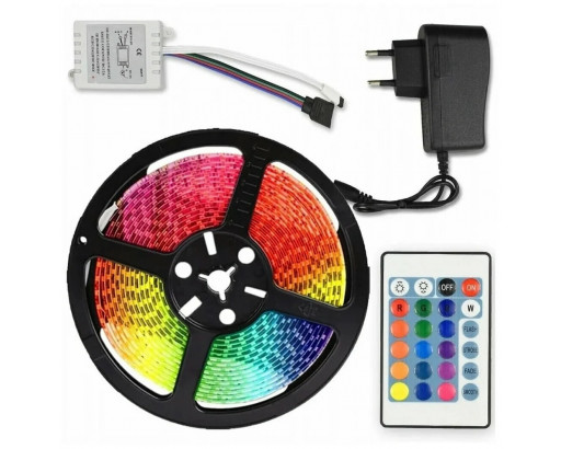 Лента 12v КОМПЛЕКТ IP20 RGB  4,8W/m КАТУШКА 10м с Bluetooth контроллером SMD5050 18LED/м