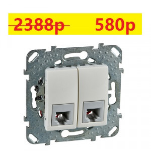 Schneider electriс UNICA Бежевый Телефонная роз. 2-я  RJ-11         MGU5.9090.25ZD