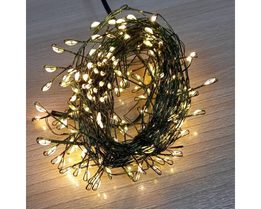 Гирлянда Нить-Мишура Роса уличная светод. 30м, 900 LED, Теплый белый (с контроллером) темный провод