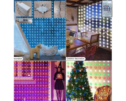 Умная USB гирлянда штора 3х3, RGB, Bluetooth, пульт
