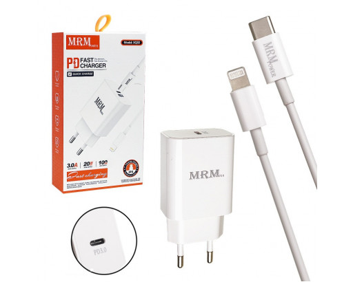 СЗУ 3,0А  20W Type-C (С КАБЕЛЕМ Type-C - Lightning 1м) 5V-12V=1,67А-3А (PD20W, QC) MRM XQ50
