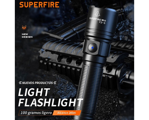 Фонарь ручной Аккум. Superfire F2-S (IP44 ,15W, заряд от USB, Type-C, 4 режима, акк. 18650, 2000mAh, 700лм)