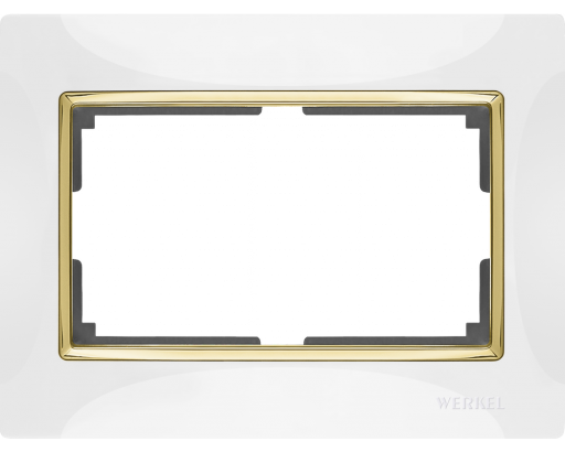 WERKEL Рамка Snabb Белый/Золото для 2-ой розетки   WL03-Frame-01-DBL-white-GD / W0081933