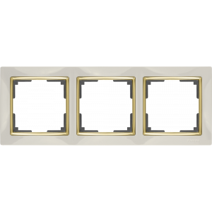 WERKEL Рамка Snabb Слоновая кость/Золото на 3 поста   WL03-Frame-03-ivory-GD / W0031932