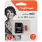 Карта памяти MicroSD 16 Gb class 10 (с адаптером SD) GoPower UHS-I (U3) 80 МБ/сек V10