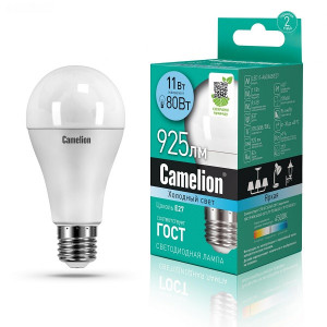 Лампа светодиодная Груша E27 11W 220V 4500K Матовая A60 925Лм (60х109мм) Camelion LED11-A60/845/E27 12036