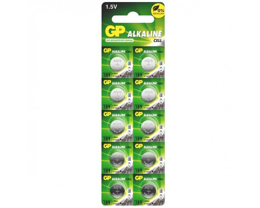 Батарейка G-10 (G10/LR1130/LR54/389A/189) Alkaline 1,5V GP
