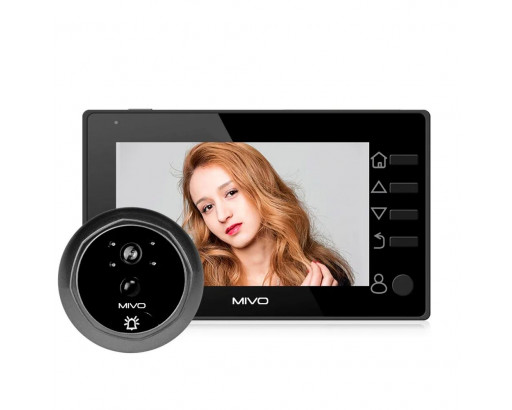 Видеоглазок дверной MIVO ML-243 Wi-Fi  с цветным LCD-дисплеем 4.3", широкий угол обзора 155°, microSD, аккум, 3МП, APP SmartLife, Акк. 1800мАч, )