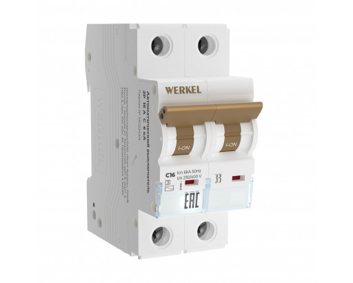 Автоматический выключатель WERKEL  2P  16 A  C  6 кА   W902P166