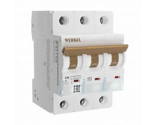 Автоматический выключатель WERKEL  3P  16 A  C  6 kА   W903P166