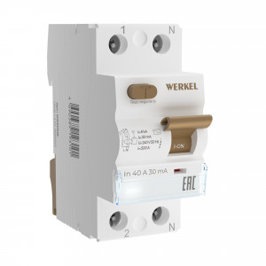 УЗО (ВДТ) WERKEL 1P+N 40A 30mA 6kA (тип АС)  W912P406