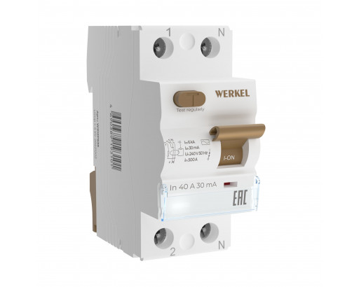 УЗО WERKEL  1P+N 40 A 30 mА  АС  6 kА   W912P406