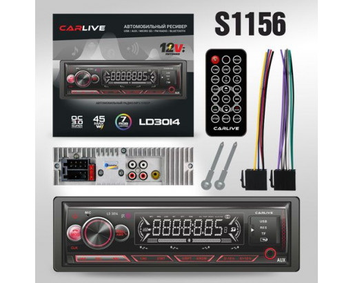 Автомагнитола CarLive LD3014 LED.2USB.BT.TF.FM.ISO.7RGB.4RCA