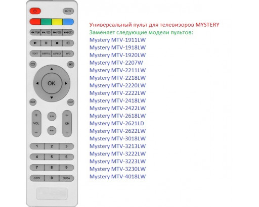 Пульт универсальный для MYSTERY Huayu (ClickPdu) корпус пульта KT1045 ( MTV-2622LW)