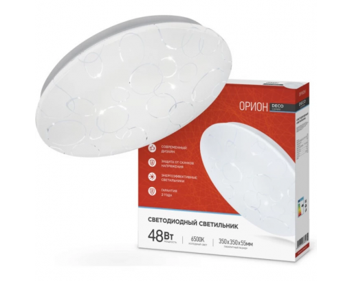 Светильник LED  декор IN HOME  48W 6500К 6К ОРИОН DECO (3120лм) d350х55 IP40 DECO 8629