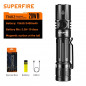 Фонарь ручной Аккум. Superfire TN02 (20W,IP44, заряд от USB, Type-C, 5 режимов, акк. 18650, 3400mAh, 5.5ч-8дн(10лм), 1800лм)