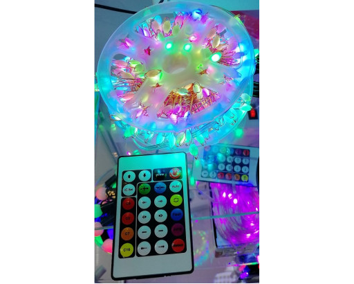 Умная USB гирлянда Роса мишура RGB 10м, IP67, Bluetooth, пульт, D30