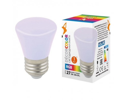 Лампа светодиодная для гирлянды Белт Лайт колокольчик Р45 E27 1W RGB, матовая, LED-D45-1W/RGB/E27/FR/С BELL