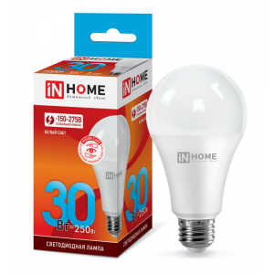 Лампа светодиодная Груша E27 30W 220V 4000K Матовая A70 2850Лм (70х135мм) IN HOME VC 4690612024141