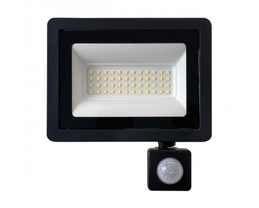 Прожектор Светодиодный с датчиком движения 50W 6400K  (4500lm)  2835SMD 165х165х52  черный SFL80-50 IP65 29524 Saffit