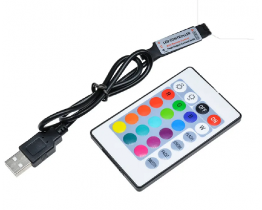 Контроллер для RGB лент 5V 24 кнопки (USB, 3x2A, ИК, Пульт)