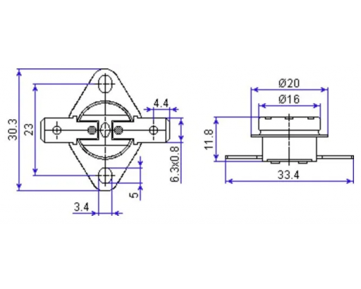 Термостат KSD301 250V 10A  90 °C