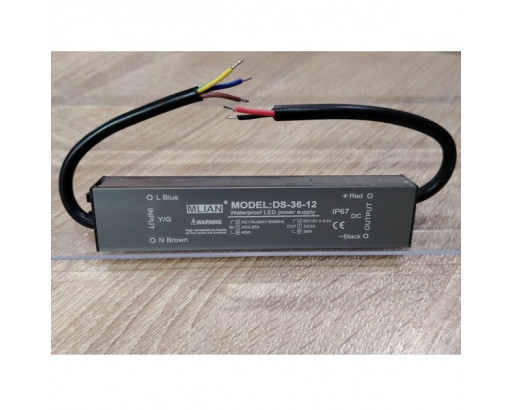 Блок питания для светодиодной ленты 12V IP67  36W (3А) (158х29х19) DS-36-12 Mlian