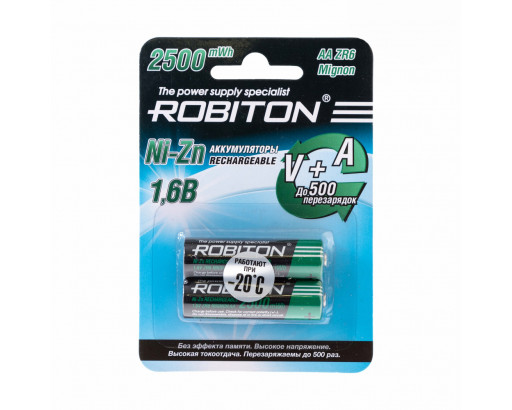 Аккумулятор R6 Ni-Zn 1,6V 1500mAh  ROBITON 2500NZAA-2 Ni-Zn AA,   2500mW/h