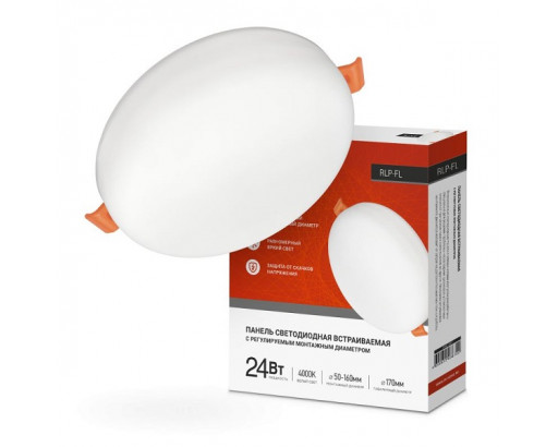 Панель LED RLP-FL 24W  160-260V 4000К 1680Лм d170(50-160) безрамочн. белая круг IP20 ASD/IN HOME