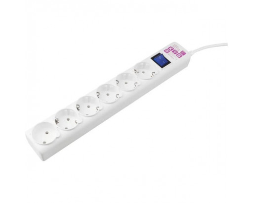 Сетевой фильтр Power Cube 5+1розетка 16А (3500W ) шнур 3м, белый С/З ПВС 3х1.5 мм²     SPG6-А1
